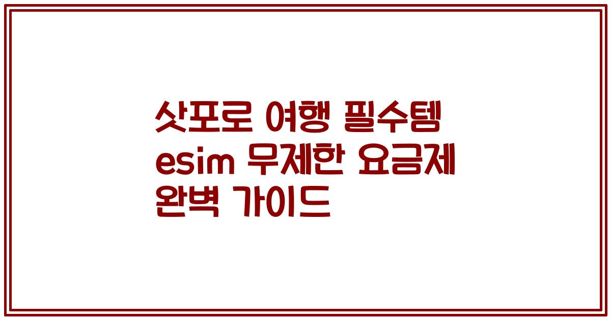 삿포로 여행 필수템 esim 무제한 요금제 완벽 가이드