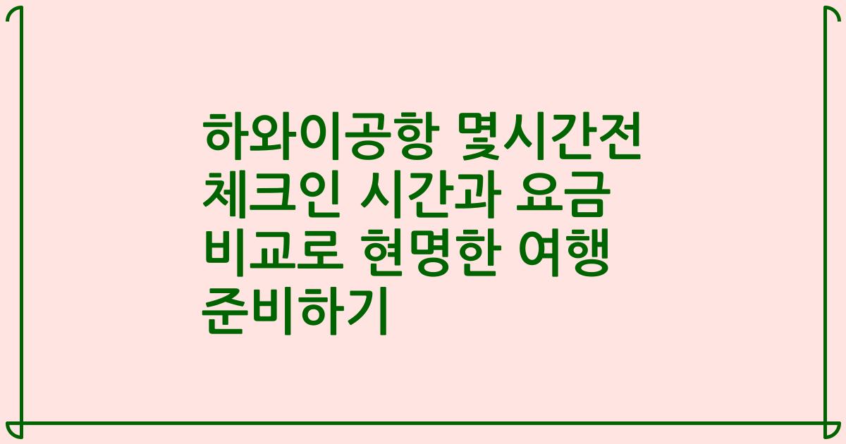 하와이공항 몇시간전 체크인 시간과 요금 비교로 현명한 여행 준비하기